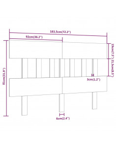 Testiera per Letto Bianca 183,5x3x81 cm Legno Massello di Pino