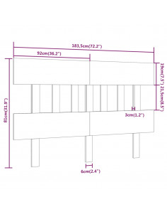 Testiera per Letto Miele 183,5x3x81cm in Legno Massello di Pino
