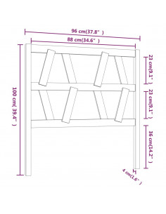 Testiera per Letto 96x4x100 cm in Legno Massello di Pino