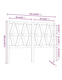 Testiera per Letto 126x4x100 cm in Legno Massello di Pino