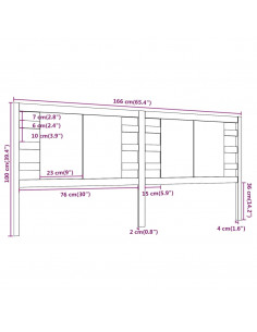 Testiera per Letto Nera 166x4x100 cm in Legno Massello di Pino
