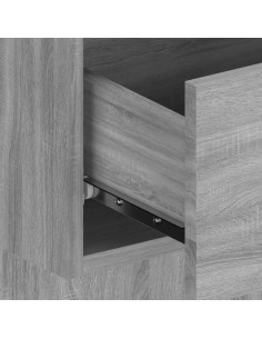 Testiera Letto con Comodini in Legno Multistrato Grigio Sonoma