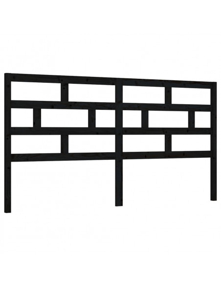 Testiera per Letto Nera 186x4x100 cm in Legno Massello di Pino