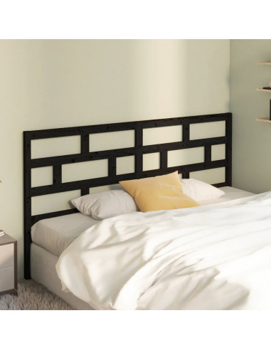 Testiera per Letto Nera 186x4x100 cm in Legno Massello di Pino