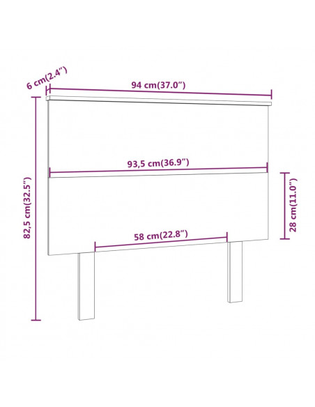Testiera per Letto Nera 94x6x82,5 cm in Legno Massello di Pino