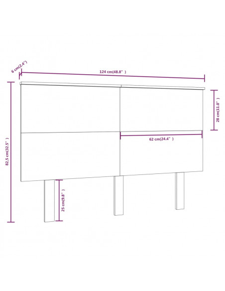 Testiera per Letto 124x6x82,5 cm in Legno Massello di Pino