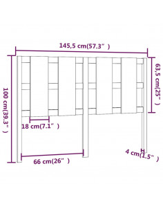 Testiera per Letto 145,5x4x100 cm in Legno Massello di Pino