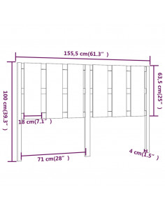 Testiera per Letto Miele 155,5x4x100 cm Legno Massello di Pino