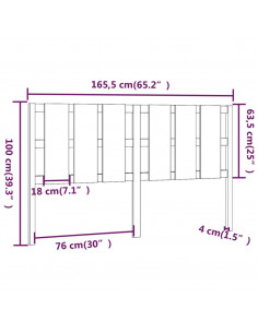 Testiera per Letto Grigia 165,5x4x100 cm Legno Massello di Pino