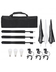 Kit per Studio Fotografico con Set di Luci e Fondale