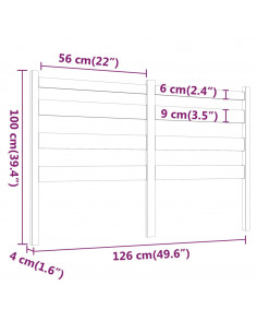 Testiera per Letto Grigia 126x4x100cm in Legno Massello di Pino