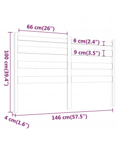 Testiera per Letto Miele 146x4x100 cm in Legno Massello di Pino