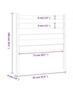Testiera per Letto 81x4x100 cm in Legno Massello di Pino