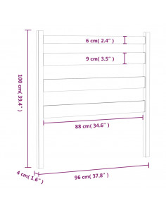Testiera per Letto 96x4x100 cm in Legno Massello di Pino