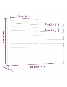 Testiera per Letto 146x4x100 cm in Legno Massello di Pino