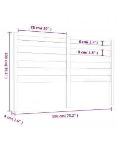 Testiera per Letto Grigia 186x4x100cm in Legno Massello di Pino