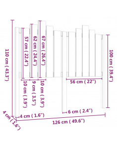 Testiera per Letto Nera 126x4x110 cm in Legno Massello di Pino