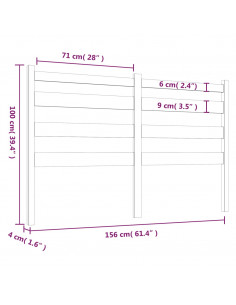 Testiera per Letto Grigia 156x4x100cm in Legno Massello di Pino