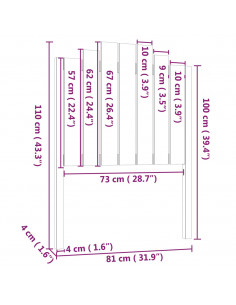 Testiera per Letto Nera 81x4x110 cm in Legno Massello di Pino