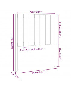 Testiera per Letto Miele 80,5x4x100cm in Legno Massello di Pino