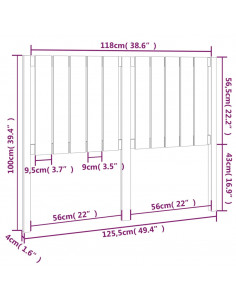 Testiera per Letto Bianca 125,5x4x100 cm Legno Massello di Pino