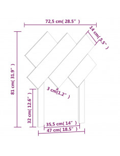 Testiera per Letto Bianca 72,5x3x81 cm Legno Massello di Pino