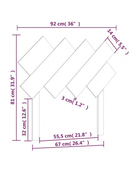 Testiera per Letto Nera 92x3x81 cm in Legno Massello di Pino