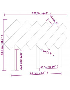 Testiera per Letto Bianca 122,5x3x80,5cm Legno Massello di Pino