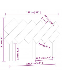 Testiera per Letto Miele 132x3x81 cm Legno Massello di Pino