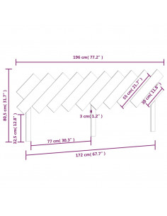 Testiera per Letto Grigia 196x3x80,5 cm Legno Massello di Pino
