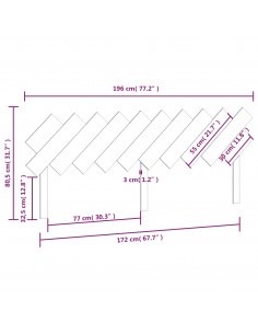 Testiera per Letto Miele 196x3x80,5cm in Legno Massello di Pino