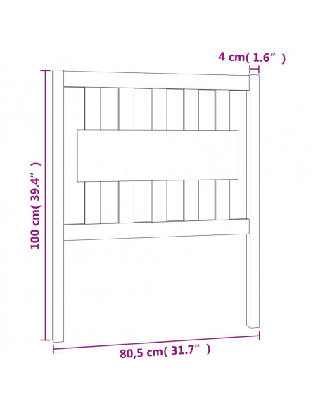 Testiera per Letto 80,5x4x100 cm in Legno Massello di Pino