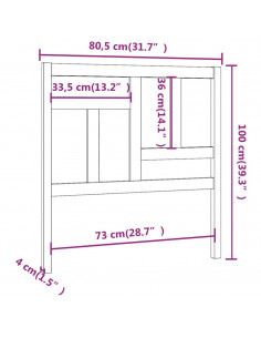 Testiera per Letto 80,5x4x100 cm in Legno Massello di Pino