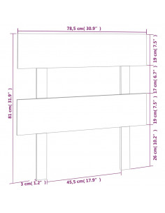 Testiera per Letto 78,5x3x81 cm Legno Massello di Pino