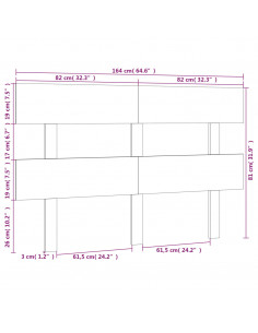 Testiera per Letto 164x3x81 cm in Legno Massello di Pino