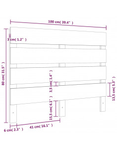 Testiera per Letto 100x3x80 cm in Legno Massello di Pino