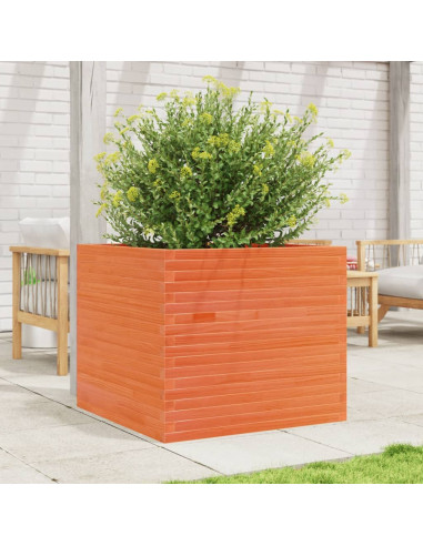 Fioriera Giardino Marrone Cera 80x80x68,5cm Legno Massello Pino