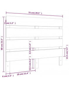 Testiera per Letto Bianca 75x3x80 cm in Legno Massello di Pino