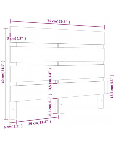 Testiera per Letto Nera 75x3x80 cm in Legno Massello di Pino