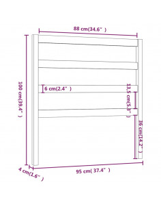 Testiera per Letto Miele 95x4x100 cm in Legno Massello di Pino