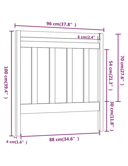 Testiera per Letto Nera 95x4x100 cm in Legno Massello di Pino