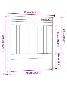Testiera per Letto Grigia 95x4x100 cm in Legno Massello di Pino