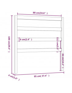 Testiera per Letto 95x4x100 cm in Legno Massello di Pino