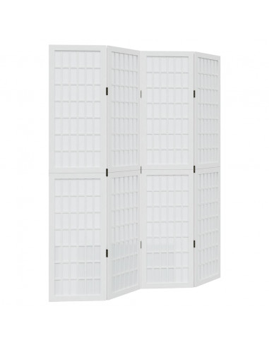 Divisorio Ambienti 4Pannelli Bianco Legno Massello di Paulownia