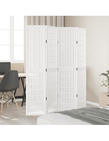 Divisorio Ambienti 4Pannelli Bianco Legno Massello di Paulownia