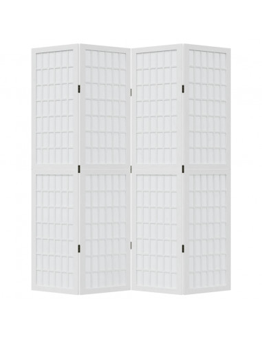 Divisorio Ambienti 4Pannelli Bianco Legno Massello di Paulownia