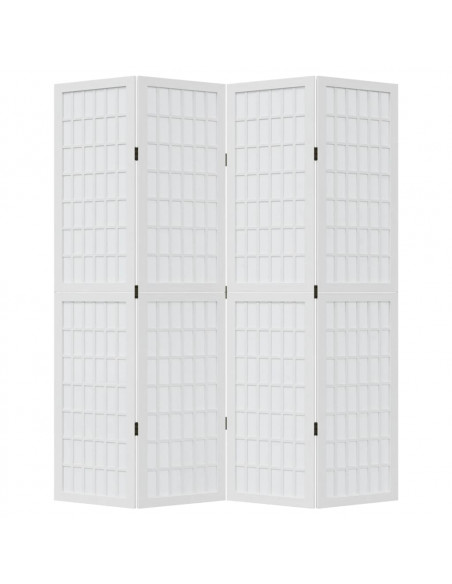 Divisorio Ambienti 4Pannelli Bianco Legno Massello di Paulownia