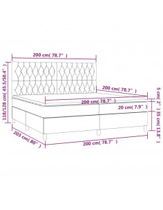 Giroletto a Molle con Materasso Crema 200x200 cm in Tessuto