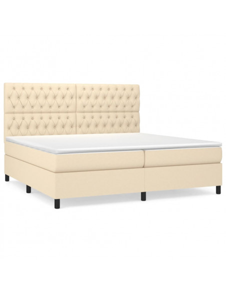 Giroletto a Molle con Materasso Crema 200x200 cm in Tessuto