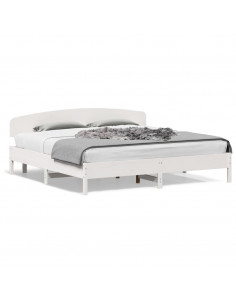 Giroletto con Testiera Bianco 180x200 cm Massello Pino 2